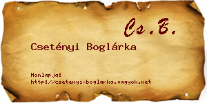 Csetényi Boglárka névjegykártya